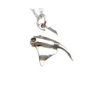 LKBEADS Collier en argent sterling 925 avec pendentif raie manta. Vie aquatique océanique. Bijou de plage animal marin, breloque nature | Chaîne de 45 cm | Plaqué argent | L_PN_0592