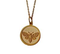 LKBEADS Collier en argent sterling 925, chaîne de 24 mm (18 pouces), pendentif papillon, breloque lune, bijou papillon, pièce lune, pendentif animal, bijou fait main plaqué or, LK_PNK_01122