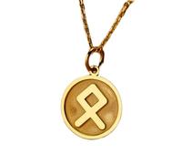 LKBEADS Collier en argent sterling 925, chaîne de 24 mm (18 pouces), pendentif rune Othala « Racines », bijou fait main plaqué or, motif origine, idéal pour un anniversaire.