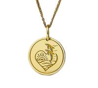 LKBEADS Collier en argent sterling 925, chaîne de 28 mm (18 pouces)|Pendentif dauphins|Collier océan|Bijou disque dauphin|Breloque plage|Pendentif mer plaqué or|Bijou fait main plaqué or|LK_PNK_0204