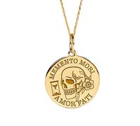 LKBEADS Collier en argent sterling 925, chaîne de 45,7 cm (18 pouces), 22-24 mm | Pendentif memento mori | Breloque amor fati délicate | Bijou fait main plaqué or | LK_PNK_01955