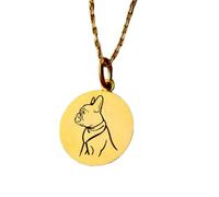 LKBEADS Collier en argent sterling 925, chaîne de 45,7 cm (18 pouces), pendentif bouledogue français, bijou pour femme, plaqué or, fait main | LK_PNK_01307