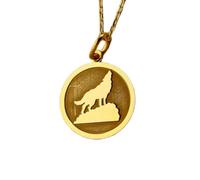 LKBEADS Collier en argent sterling 925, chaîne de 45,7 cm (18 pouces), pendentif loup hurlant, bijou animal, plaqué or, fait main | LK_PNK_01386