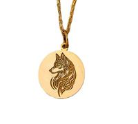 LKBEADS Collier en argent sterling 925, chaîne de 45,7 cm (18 pouces), pendentif loup hurlant, plaqué or, fait main | 24 mm | Chaîne de 45,7 cm (18 pouces) | Référence : LK_PNK_01369