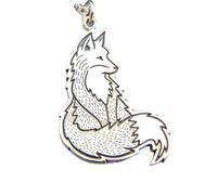 LKBEADS Collier en argent sterling 925, pendentif gravé représentant un renard, symbole de force, d'adaptabilité et d'esprit vif, avec chaîne de 45 cm (18 pouces) | Plaqué argent | LK_PNK_03088