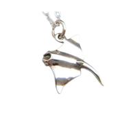 LKBEADS Collier en argent sterling 925, pendentif raie manta. Petit pendentif marin. Vie marine. Bijou de plage, animal marin, charme nature | Chaîne de 45 cm | Plaqué argent | LK_PNK_03083