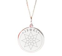 LKBEADS Collier étoile et phases de lune en argent sterling 925 | Pendentif fleur | Avec chaîne de 45 cm. Taille : 24 mm | Charm fleur de vie délicat plaqué argent, unisexe | LKRPS_00085