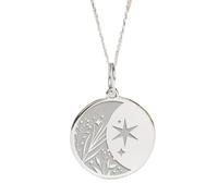LKBEADS Collier étoile lune en argent sterling 925 | Pendentif céleste | Avec chaîne de 45 cm. Taille : 24 mm | Charm croissant délicat plaqué argent unisexe | LKRPS_00252
