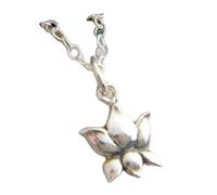 LKBEADS Collier fleur de lotus en argent sterling 925. Breloque fleur réaliste. Petit bijou Zen Yoga Yogi, simple et délicat, pendentif superposé | Chaîne de 45 cm | Plaqué argent | L_PN_0486