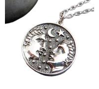 LKBEADS Collier Gémeaux en argent sterling 925. Signe astrologique des jumeaux. Symbole astrologique. Mercure, planète dominante, pièce double face. Avec chaîne de 45 cm. Plaqué argent. L_PN_0253