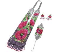 LKBEADS Collier Gerdan ukrainien à la rose rouge avec boucles d'oreilles assorties, perles de rocaille, bijoux traditionnels multicolores faits main, bijoux ukrainiens |LK_UKRN_0950