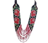 LKBEADS Collier Gerdan ukrainien à motif floral de rose sauvage, perles de rocaille, bijou traditionnel multicolore fait main | LK_UKRN_0981