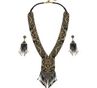 LKBEADS Collier Gerdan ukrainien en or, orné de perles de rocaille et de boucles d'oreilles assorties | Bijou traditionnel multicolore fait main | LK_UKRN_0700