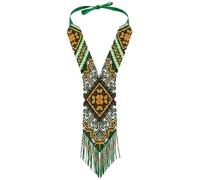 LKBEADS Collier Gerdan ukrainien Étoile d'émeraude, perles de rocaille, bijou traditionnel multicolore fait main | LK_UKRN_0443