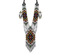 LKBEADS Collier Gerdan ukrainien étoile des Carpates avec boucles d'oreilles assorties, perles de rocaille, bijoux traditionnels multicolores faits main, bijoux ukrainiens |LK_UKRN_0597