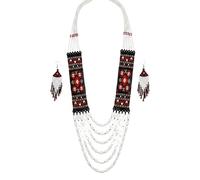 LKBEADS Collier Gerdan ukrainien géométrique et perlé avec boucles d'oreilles assorties, perles de rocaille, bijoux traditionnels multicolores faits main |LK_UKRN_0889