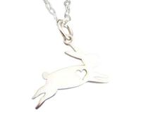 LKBEADS Collier lapin en argent sterling 925, petit pendentif lapin bondissant, cœur ajouré, bijou simple, breloque lièvre, cadeau | Chaîne de 45 cm | Plaqué argent | LK_PNK_03072