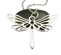 LKBEADS Collier libellule en argent sterling 925. Pendentif libellule. Breloque insecte moderne. Cadeau jardinier nature | Avec chaîne de 45 cm | Plaqué argent | L_PN_0708