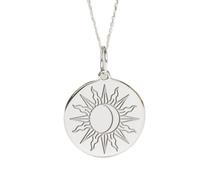 LKBEADS Collier lune et soleil en argent sterling 925 | Pendentif céleste délicat | Chaîne de 45 cm. Taille : 24 mm | Bijou unisexe fait main plaqué argent | LKRPS_00073