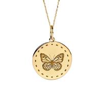 LKBEADS Collier papillon en argent sterling 925 plaqué or | LK_NLC_02031 | lion head symbol pendant 30 x 19 mm rectangle charm with 18 inch cable chain strength courage meaningful