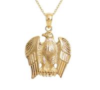 LKBEADS Collier pendentif aigle en argent sterling 925 | LK5P_00481 | Bijou unisexe 3D plaqué or 18 carats, symbole de pouvoir, 24 x 26 mm