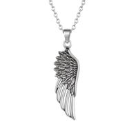 LKBEADS Collier pendentif aile d'ange en acier inoxydable, chaîne câble de 45 cm, breloque plume argentée, bijou cadeau, accessoire de mode pour homme