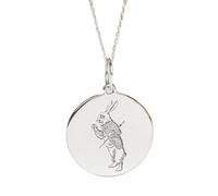 LKBEADS Collier pendentif Alice Rabbit gravé, pièce de 24 mm, chaîne câble de 45,7 cm | Argent sterling 925 | Bijou unisexe | LK_PNDN_2006