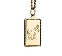 LKBEADS Collier pendentif âne gravé, forme rectangulaire, en argent sterling 925 plaqué or, chaîne maille forçat de 45 cm (18 pouces), bijou fait main pour homme et femme | LKD_EGP_00231