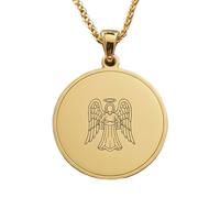 LKBEADS Collier pendentif ange céleste gravé, en argent sterling 925 plaqué or, avec chaîne câble de 45 cm (18 pouces). Bijou fait main pour homme et femme | LKD_EGP_00508