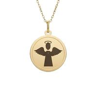 LKBEADS Collier pendentif ange de 457 cm (18 pouces) | LK_NLC_02471 | gold plated 24mm round multi symbol charm with 18 inch cable chain engraved wisdom strength justice lotus