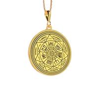 LKBEADS Collier pendentif Arbre de Vie Alchimie en argent sterling 925 plaqué or, chaîne câble de 45,7 cm (18 pouces), breloque ronde, bijou unisexe | LK_EMBO_00278