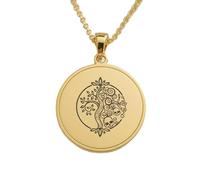LKBEADS Collier pendentif Arbre de Vie et de Mort gravé, en argent sterling 925 plaqué or, avec chaîne câble de 45 cm (18 pouces). Bijou fait main pour homme et femme | LKD_EGP_00818