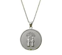 LKBEADS Collier pendentif arbre généalogique en argent sterling 925 plaqué argent, chaîne câble de 45,7 cm (18 pouces), breloque ronde, bijou unisexe fait main | LK_EMBO_00917