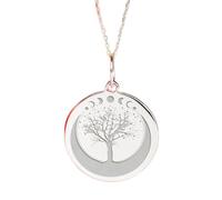 LKBEADS Collier pendentif arbre lune en argent sterling 925 | Charm délicat | avec chaîne de 45 cm. Taille : 24 mm | Bijou unisexe fait main plaqué argent | LKRPS_00028