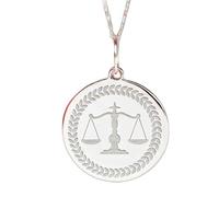 LKBEADS Collier pendentif avec balance de la justice |LK_NLC_02387 | plated wildlife animal medallion necklace 24mm round pendant with 18 inch cable chain nature inspired