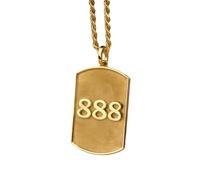 LKBEADS Collier pendentif avec le chiffre 888 des anges | LK_NLC_00486 | Pendentif porte-bonheur plaqué or avec chaîne câble de 45 cm bijou spirituel pour homme