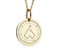 LKBEADS Collier pendentif avec sceau Cimejes doré | LK_NLC_00637 | Pendentif rond gravé plaqué or avec chaîne câble de 45 cm bijou oiseau poli de 22 à 24 mm cadeau pour