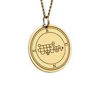 LKBEADS Collier pendentif avec symbole Bune doré | LK_NLC_00638 | Collier avec chaîne câble de 45 cm plaqué or pendentif rond finition polie motif géométrique gravé taille 22-24.