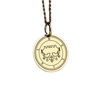 LKBEADS Collier pendentif avec symbole de Bael doré | LK_NLC_00639 | Médaillon plaqué or de 24 mm orné d'un sceau occulte gravé d'un symbole spirituel talisman mystique chaîne forçat de 45 cm.