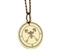 LKBEADS Collier pendentif Barbatos en argent sterling 925 | LK_NLC_00640 | Médaillon sceau occulte plaqué or 24 mm gravé d'un symbole spirituel talisman mystique chaîne maille forçat de 45 cm
