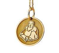 LKBEADS Collier pendentif Bouddha en relief, en argent sterling 925 plaqué or, chaîne câble de 45,7 cm (18 pouces), breloque ronde, bijou unisexe fait main | LK_EMBO_00428