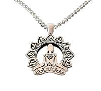 LKBEADS Collier pendentif Bouddha minimaliste en argent sterling 925, forme élégante, chaîne câble de 45 cm, plaqué argent, bijou symbolique | LKD_3DM_00554