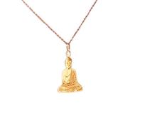 LKBEADS Collier pendentif Bouddha minimaliste en argent sterling 925, forme élégante, chaîne câble de 45 cm plaquée or, bijou symbolique | LKD_3DM_00767