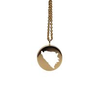 LKBEADS Collier pendentif carte de Bosnie-Herzégovine en argent sterling 925, breloque ronde, câble de 45,7 cm, souvenir de voyage, bijou minimaliste | LKN_MAP_00284