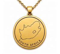 LKBEADS Collier pendentif carte de l'Afrique du Sud en argent sterling 925 plaqué or, 30 mm de diamètre, gravure du contour du pays, chaîne câble de 45,7 cm (18 pouces) | LKN_MAP_01042