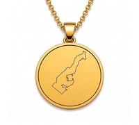 LKBEADS Collier pendentif carte de Monaco en argent sterling 925 plaqué or, 30 mm de diamètre, gravure du contour du pays, chaîne câble de 45,7 cm (18 pouces) | LKN_MAP_00988