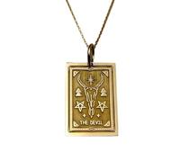 LKBEADS Collier pendentif carte de tarot du diable | LK_NLC_00912 | Collier à maillons de 24 mm de diamètre finition polie avec pendentif rond gravé d'un avion (épaisseur 15 mm).