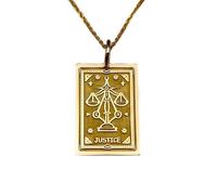 LKBEADS Collier pendentif carte de tarot Justice | LK_NLC_00519 | Pendentif tarot rectangulaire plaqué or 24x19mm avec chaîne câble de 45 cm bijou spirituel symbolique pour homme