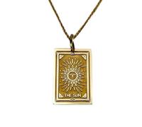 LKBEADS Collier pendentif carte de tarot soleil | LK_NLC_00914 | Collier pendentif rond câble de 24 mm gravé d'une empreinte de patte d'animal finition polie épaisseur 15 mm.
