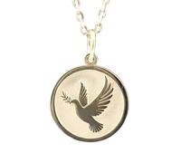 LKBEADS Collier pendentif colombe 457 cm (18 pouces) | LK_NLC_02465 | plated 24mm round horoscope medallion necklace with 18 inch cable chain astrology zodiac symbol coin